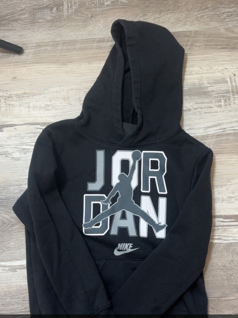 Nike Black Boys Jordan Pullover Hoodie with Gray Logo